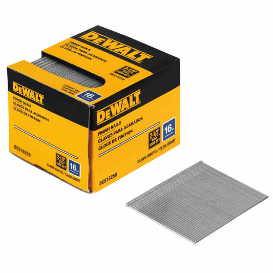 DEWALT DCS16250, 16 Gauge 2-1/2'' STRAIGHT FINISH NAIL 2,500 Quantity