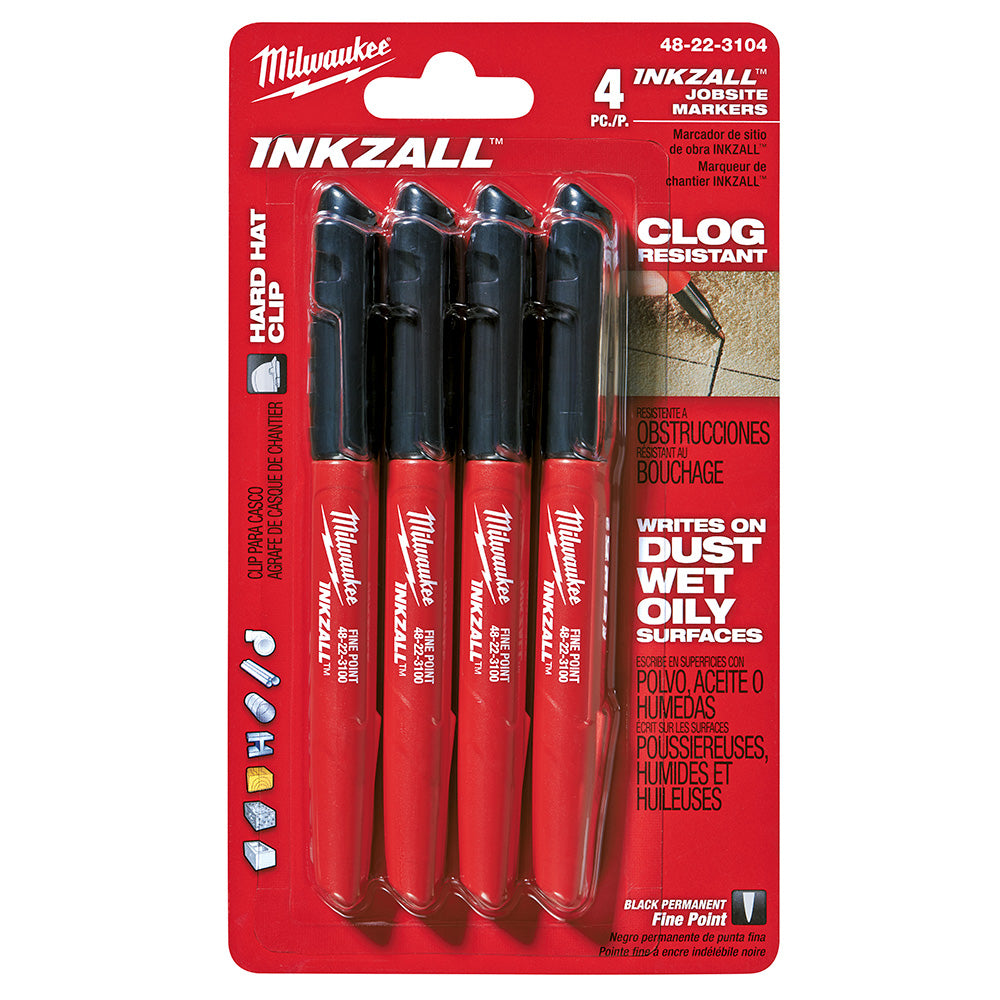 Milwaukee 48-22-3104, Inkzall Black Fine Point Marker (4/pkg)