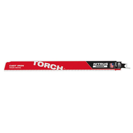 Milwaukee 48-00-5263, 12” 7TPI The TORCH with NITRUS Carbide for Cast Iron SAWZALL Blade (1/pkg)