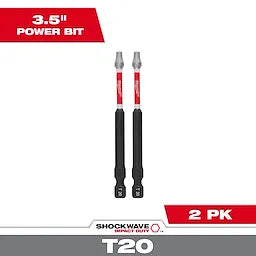 Milwaukee 48-32-4678, 3-1/2" Torx T20 SHOCKWAVE Impact Duty Bit - 2 Pack