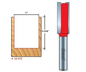 Freud 12-172, 1" x 1-1/4" Straight Router Bit (1/2" Shank)