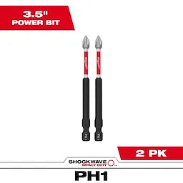Milwaukee 48-32-4660, 3-1/2" PH1 SHOCKWAVE Impact Duty Bit - 2 Pack