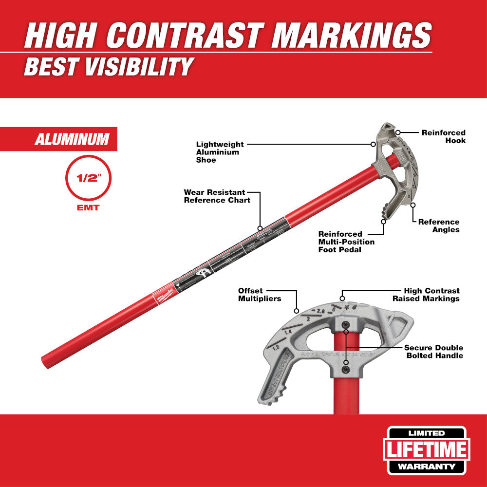 Milwaukee 48-22-4071, Aluminum Conduit Benders 3/4" EMT, 1/2" Rigid, 1/2" IMC