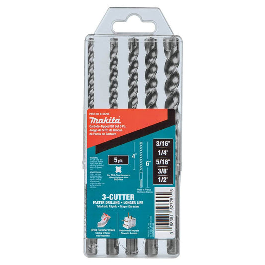 Makita B-61298, SDS-PLUS TCT PREM 3C BIT ASSORTED 5/KT