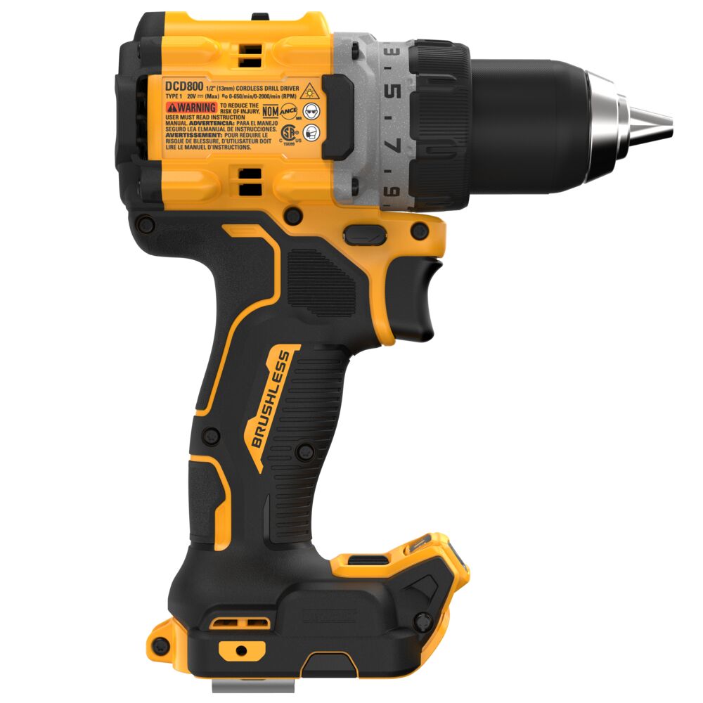 DEWALT DCD800B, 20V MAX* XR Brushless Cordless 1/2 in. Drill/Driver (Tool Only)