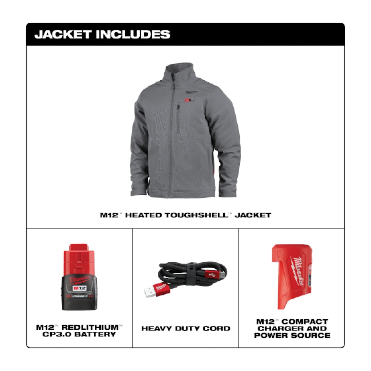 Milwaukee 204G-21 M12 Gray Heat Jacket Kit 