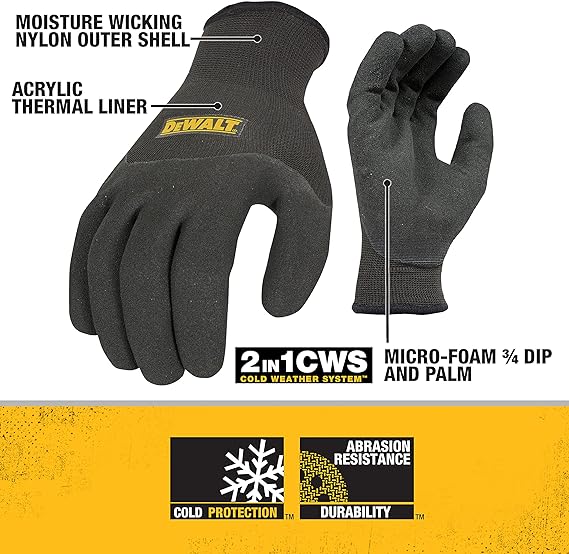 DEWALT DPG737-L, Dewalt Thermal Insulated Grip Glove 2 In 1 Design (L)