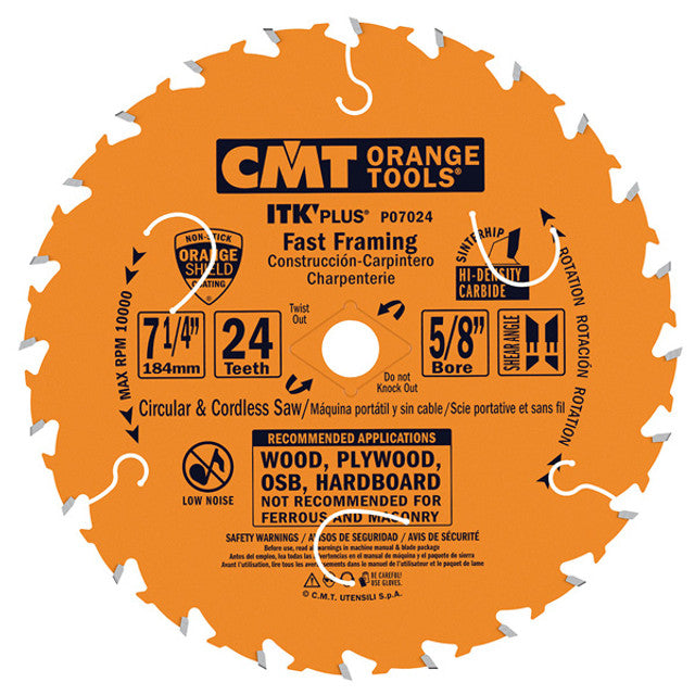 CMT P07024-X10, ITK Plus Fast Framing Saw Blade 7-1/4 x 24 Teeth