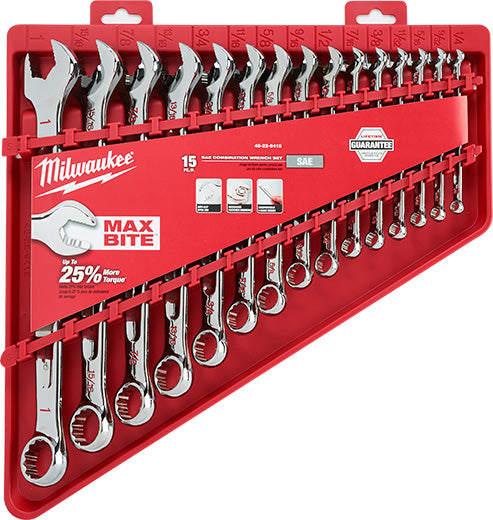 Milwaukee 48-22-9415, SAE Combination Wrench Set 15-Piece