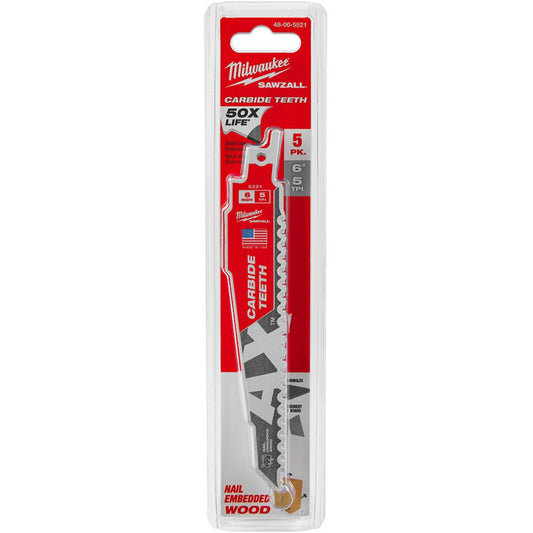 Milwaukee 48-00-5521, THE AX with Carbide Teeth 5T 6L (5/pkg)