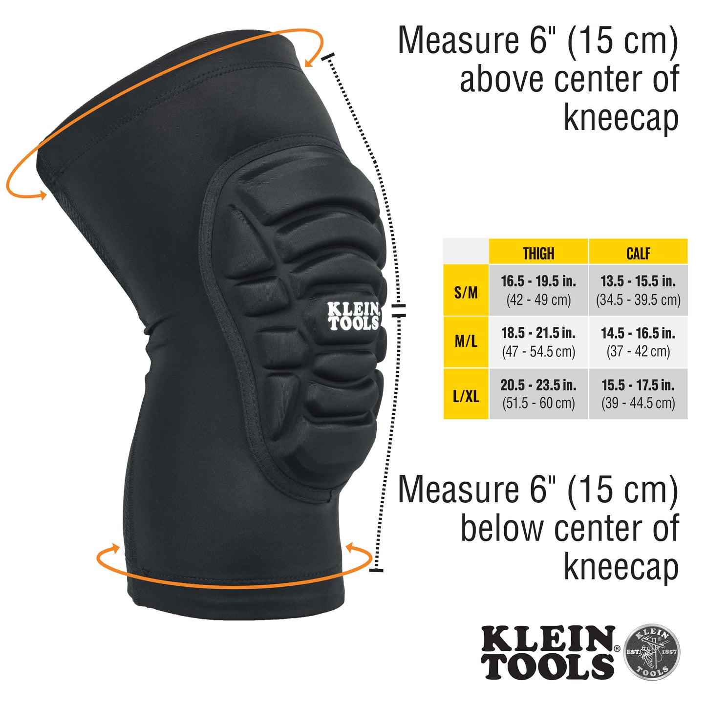 Klein Tools 60492, Lightweight Knee Pad Sleeves, M/L