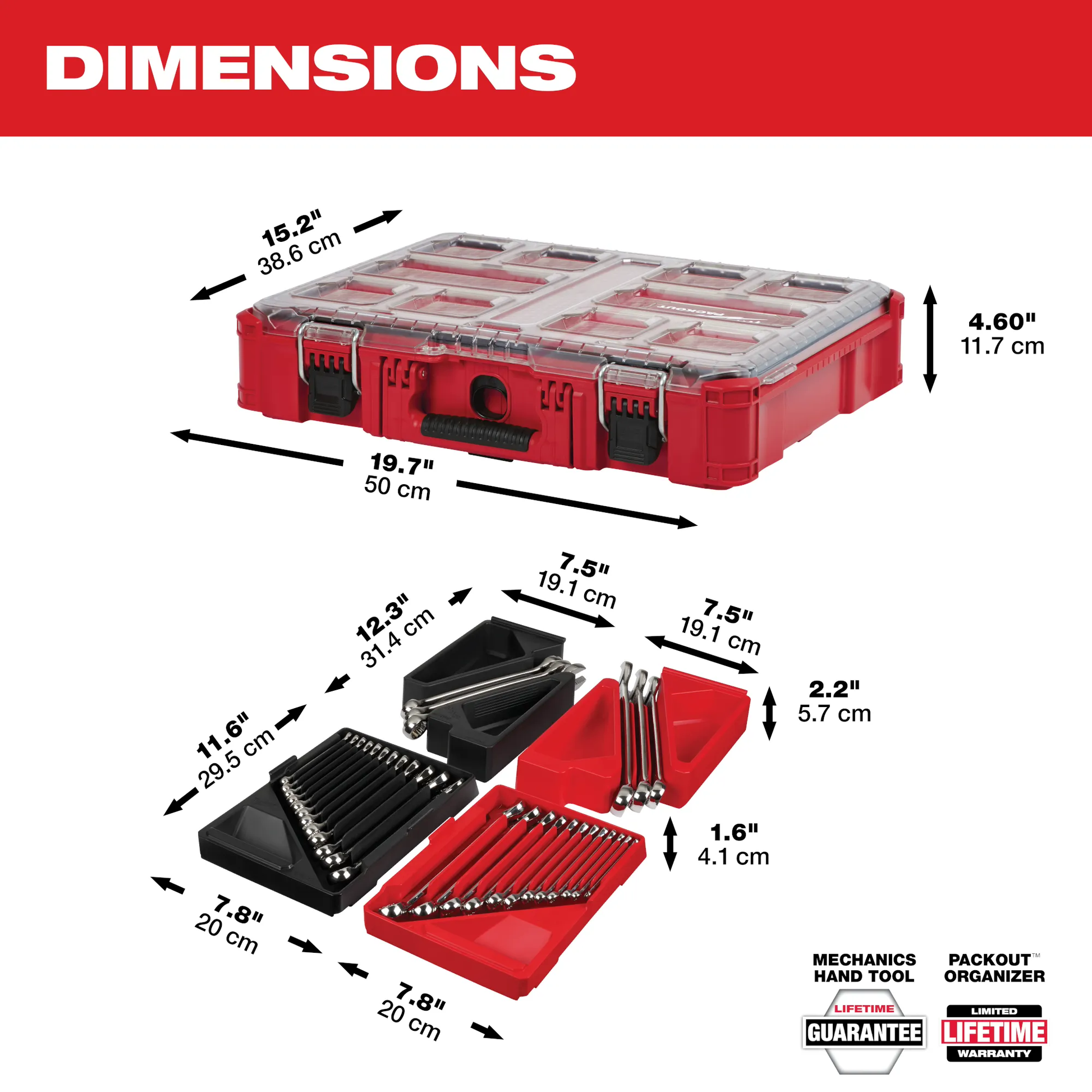 Milwaukee 48-22-9485, 30pc Metric & SAE Combination Wrench Set with PACKOUT™ Organizer