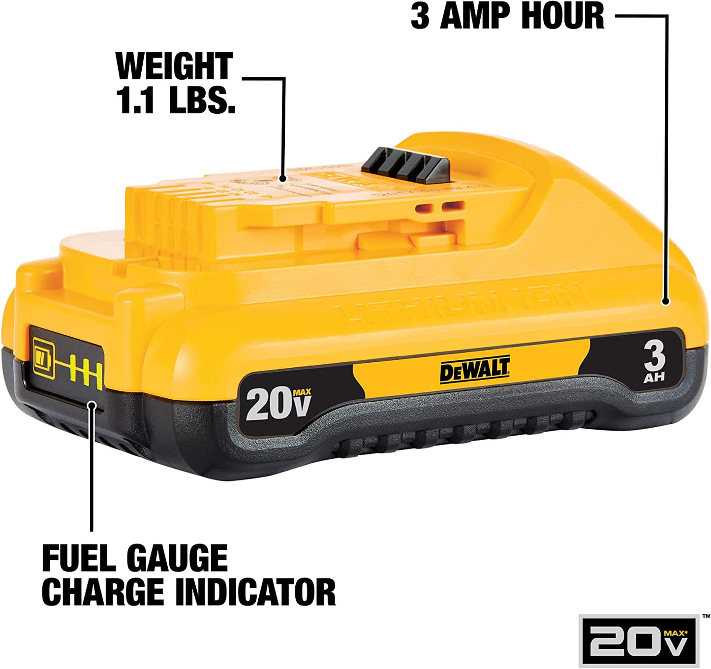 DEWALT DCB230-2, 20V MAX 3 Ah Compact Battery 2-Pack