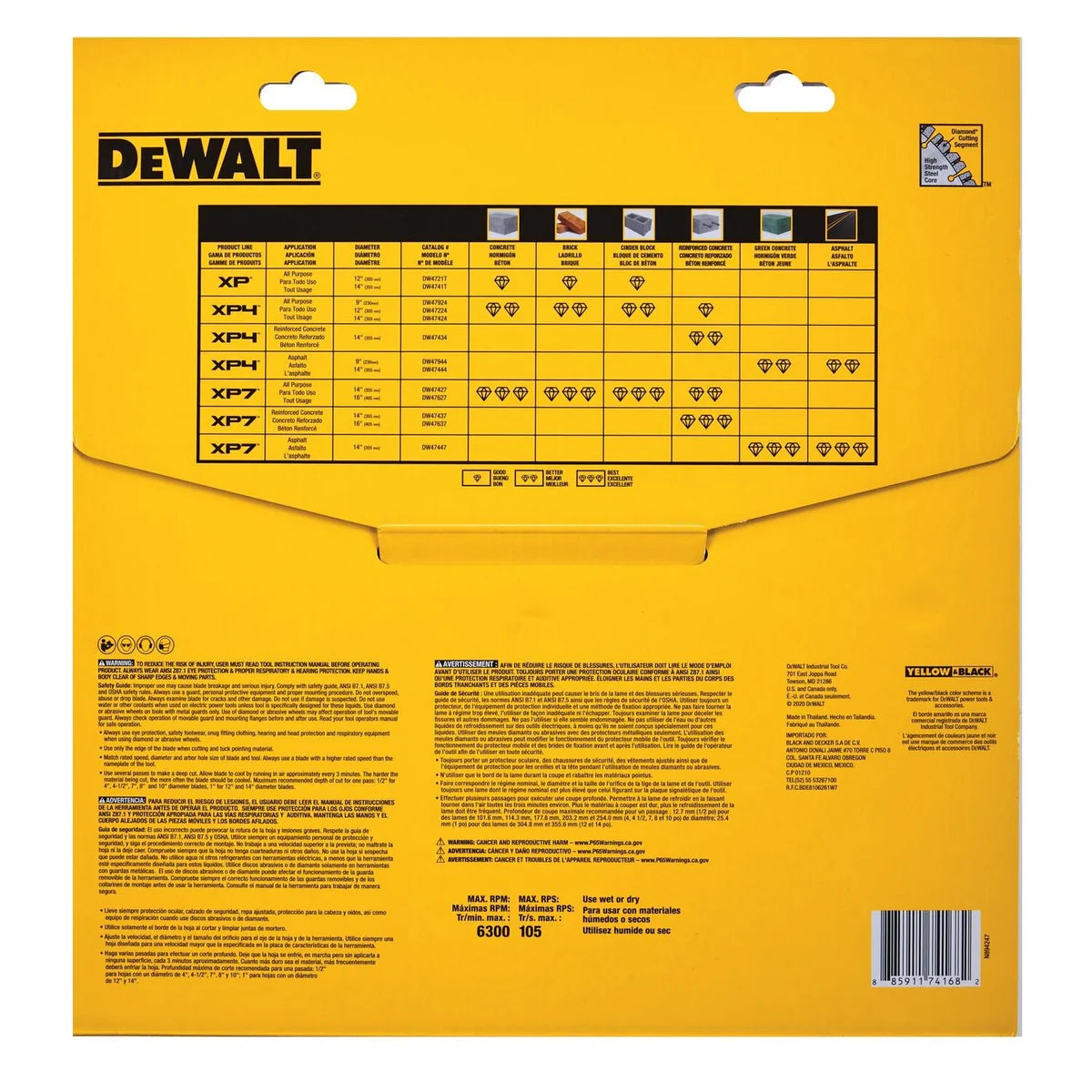 DEWALT DW4721T, 12" Segmented Rim Fast Cut Blade