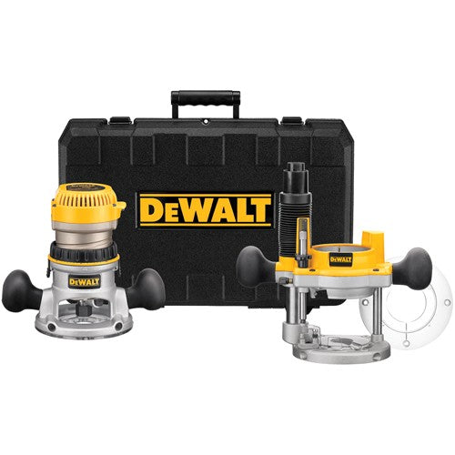 DEWALT DW618PK, 2-1/4 HP (maximum motor HP) EVS Fixed Base / Plunge Router Combo Kit w/ Soft Start