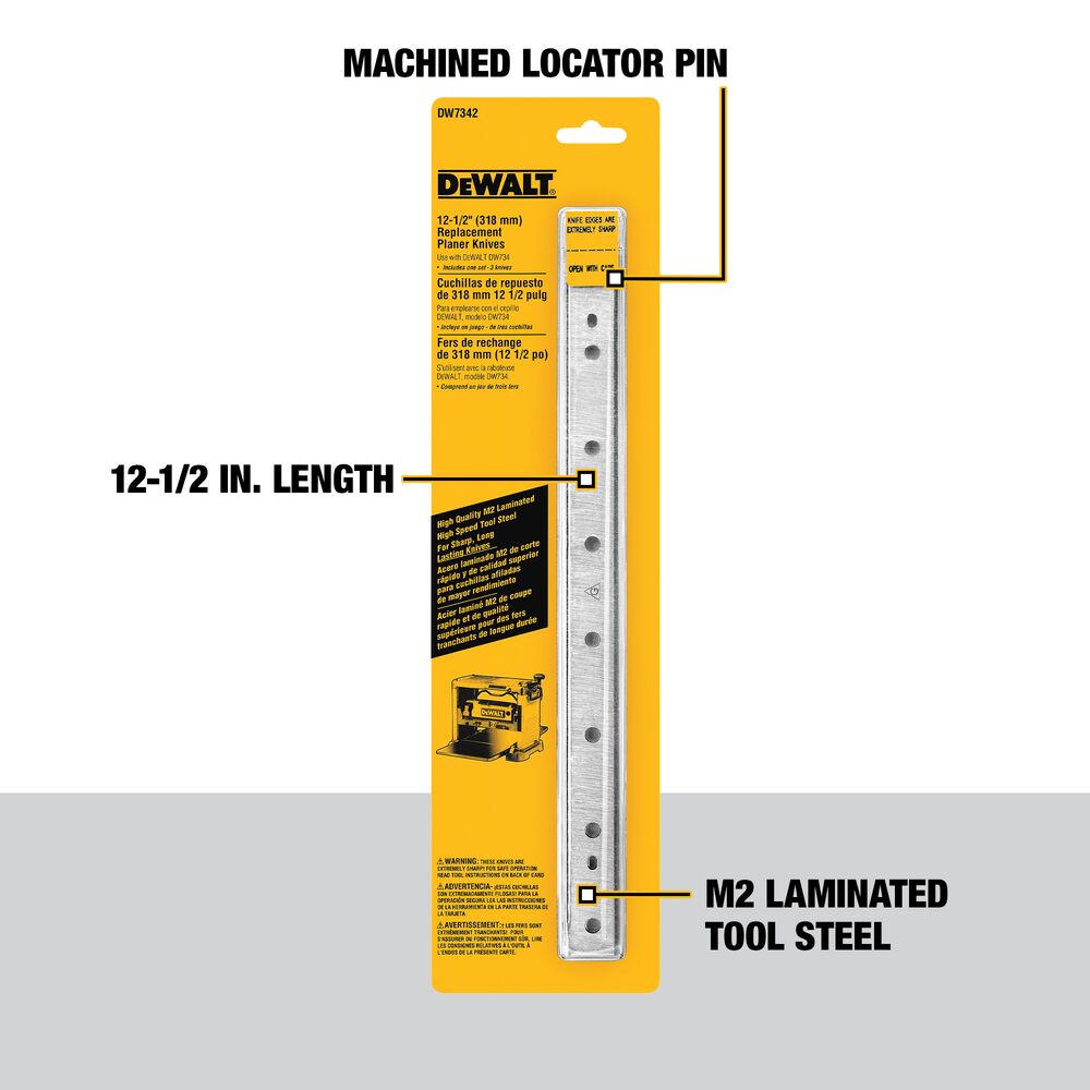 DEWALT DW7342, 12-1/2'' Disposable, Reversible Planer Knives For DW734