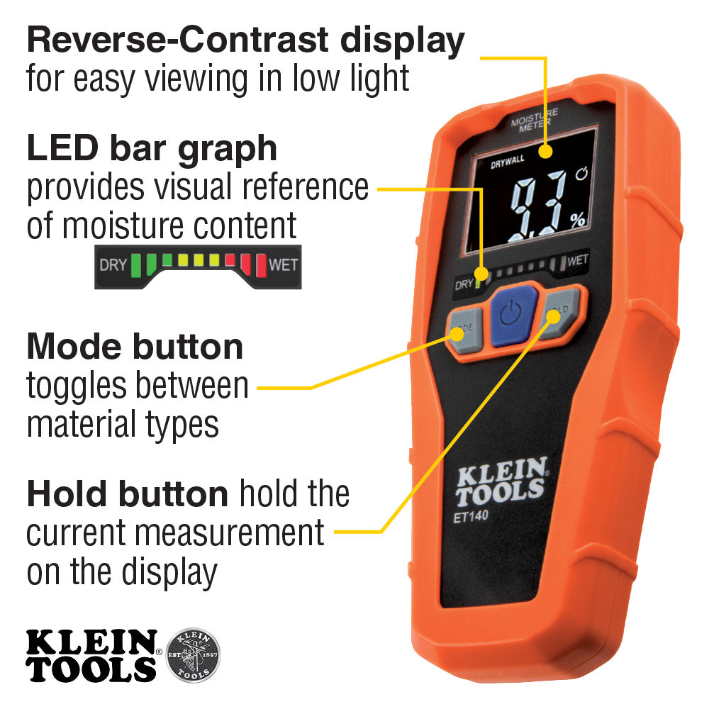 Klein Tools ET140, Pinless Moisture Meter