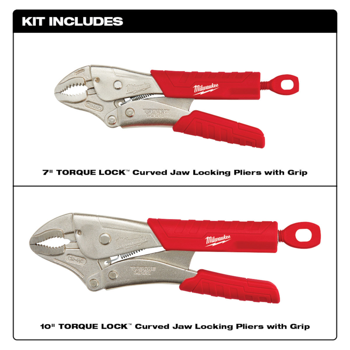 Milwaukee 48-22-3402, 2PC TORQUE LOCK Curved Jaw Locking Pliers Set