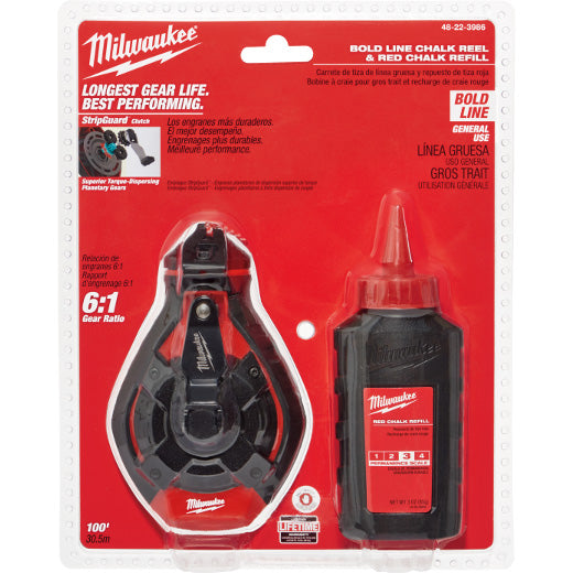 Milwaukee 48-22-3986P, 100' Bold Line Kit w/ Red Chalk