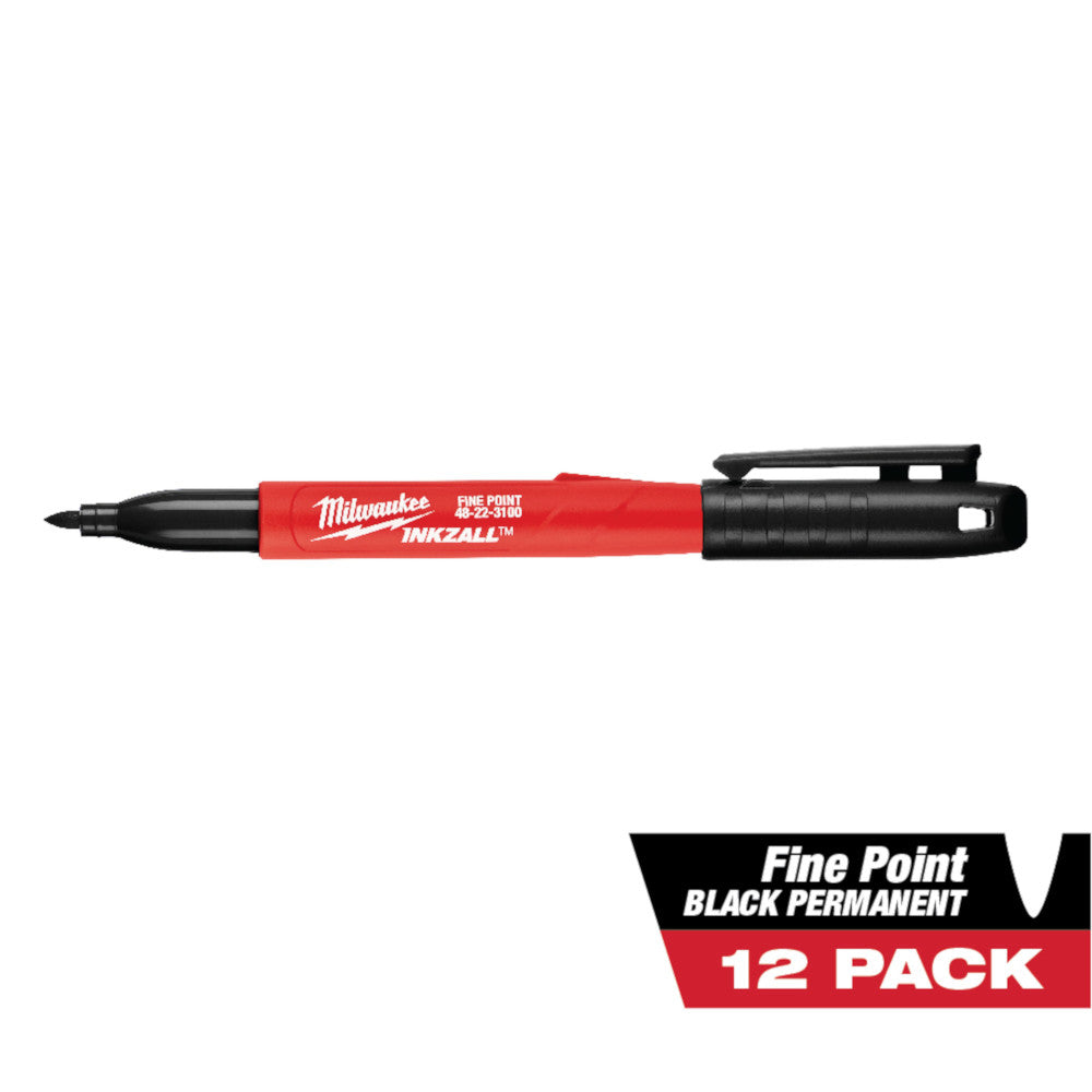 Milwaukee 48-22-3209, INKZALL 12PC Fine Point Black Marker