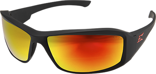 Edge Eyewear XBAP439, Brazeau Torque Matte Black Frame with Red E Logo / Red Mirror Lens (Non-Polarized)