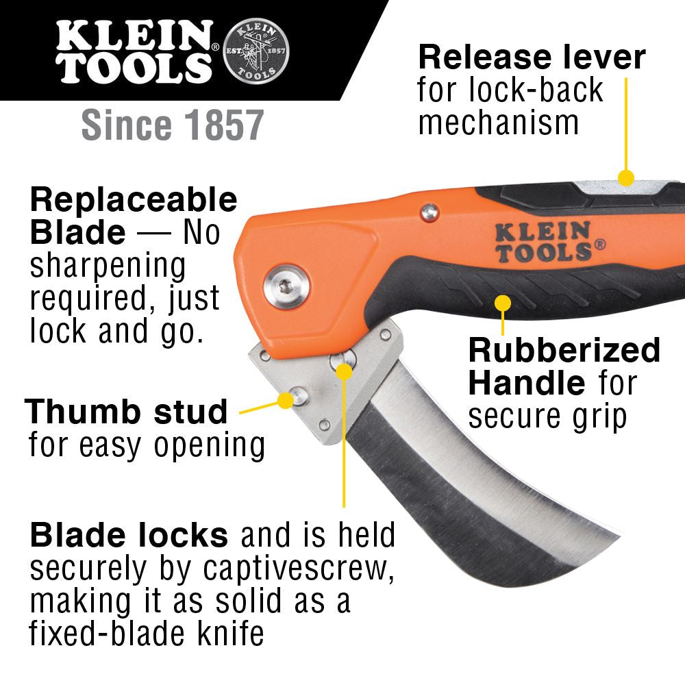 Klein Tools 44218, Cable Skinning Utility Knife w/Replaceable Blade