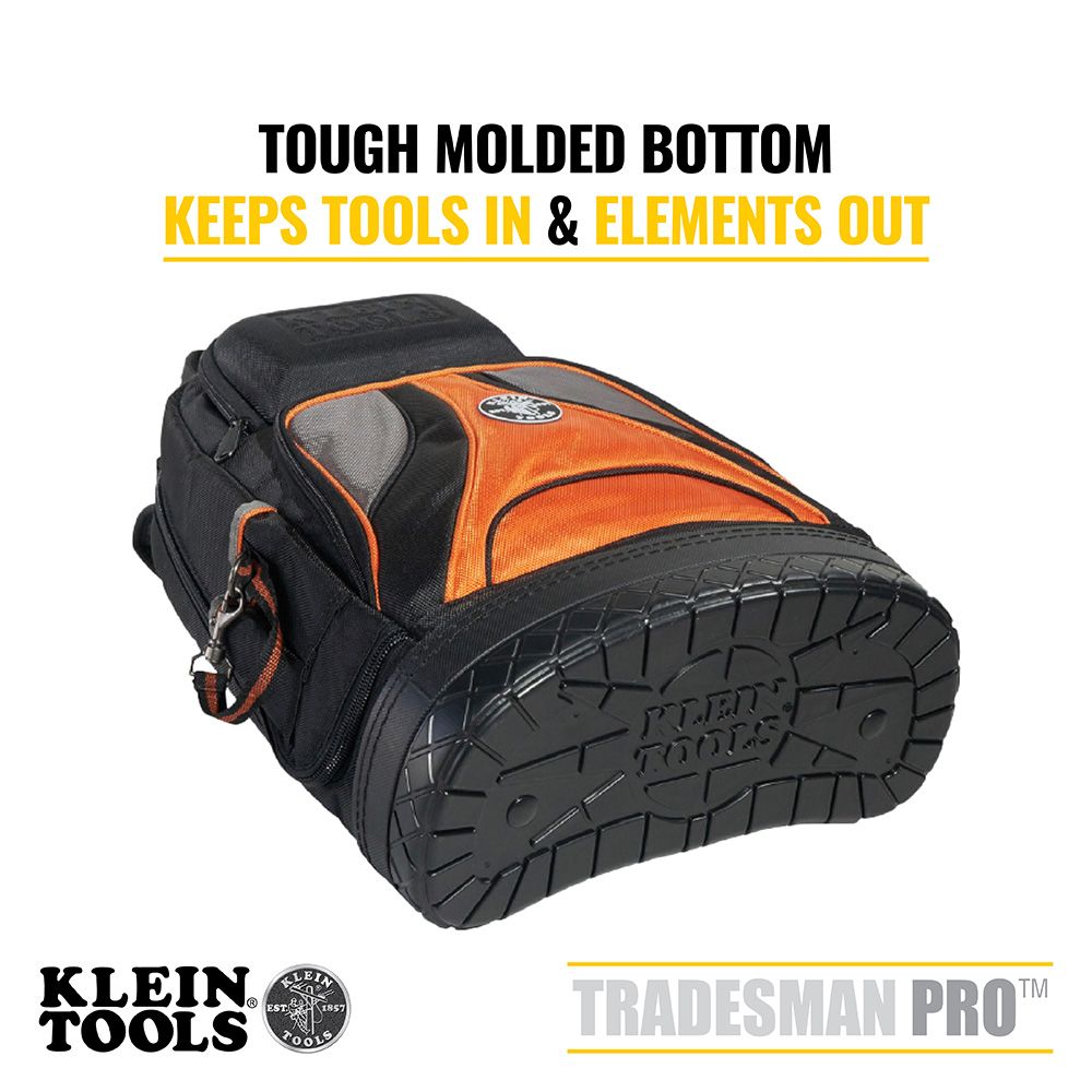 Klein Tools 55421BP-14, Tradesman Pro™ Tool Bag Backpack, 39 Pockets, Black, 14-Inch