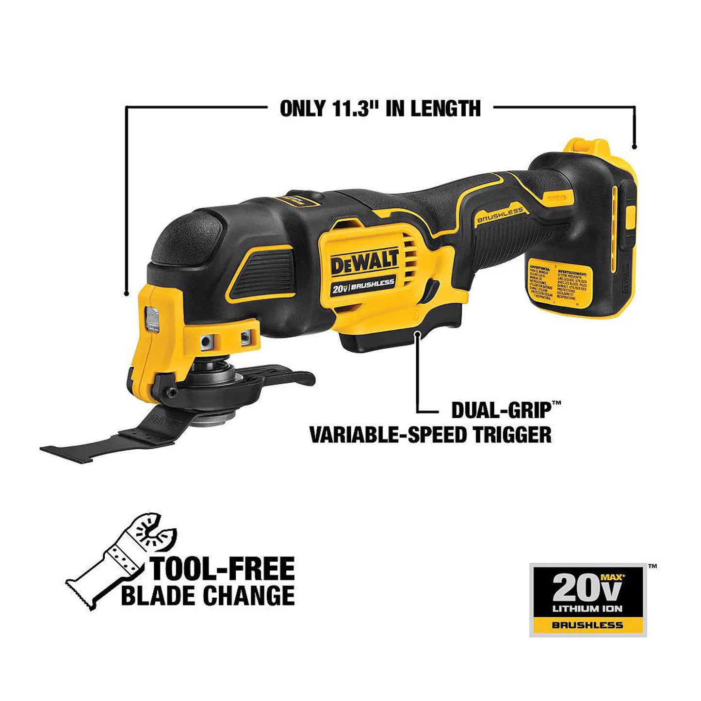 DEWALT DCS354B, ATOMIC 20V MAX Brushless Oscillating Multi-Tool (Tool Only)