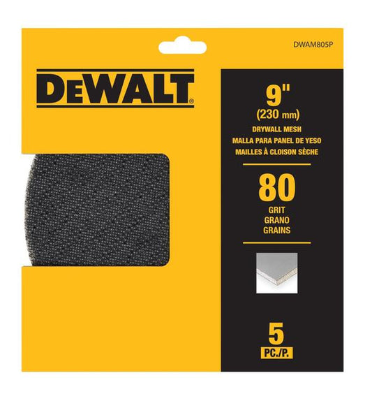 DEWALT DWAM805P, 9'' Drywall Mesh 80 Grit (5 Pack)