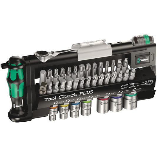 Wera 05056491001, TOOL-CHECK PLUS IMPERIAL BITS ASSORTMENT WITH RATCHET + SOCKETS, 39 PIECES