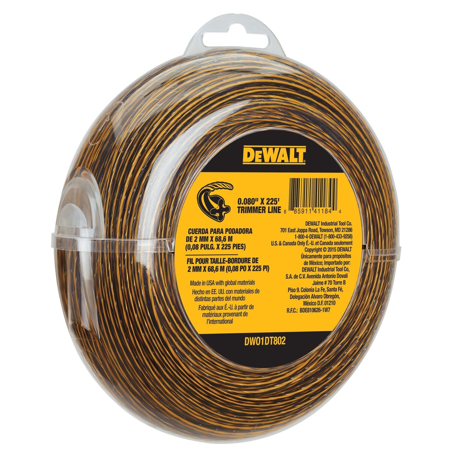 DEWALT DWO1DT802, 0.080 in x 225 ft Trimmer Line