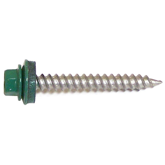 Reliable RSZ9112G, Colored Roof Metal Screw, Hex Head with Steel and Neoprene Washer, Self-Tapping Thread, Type A Point, #9 X 1-1/2" Green (Box of 500)