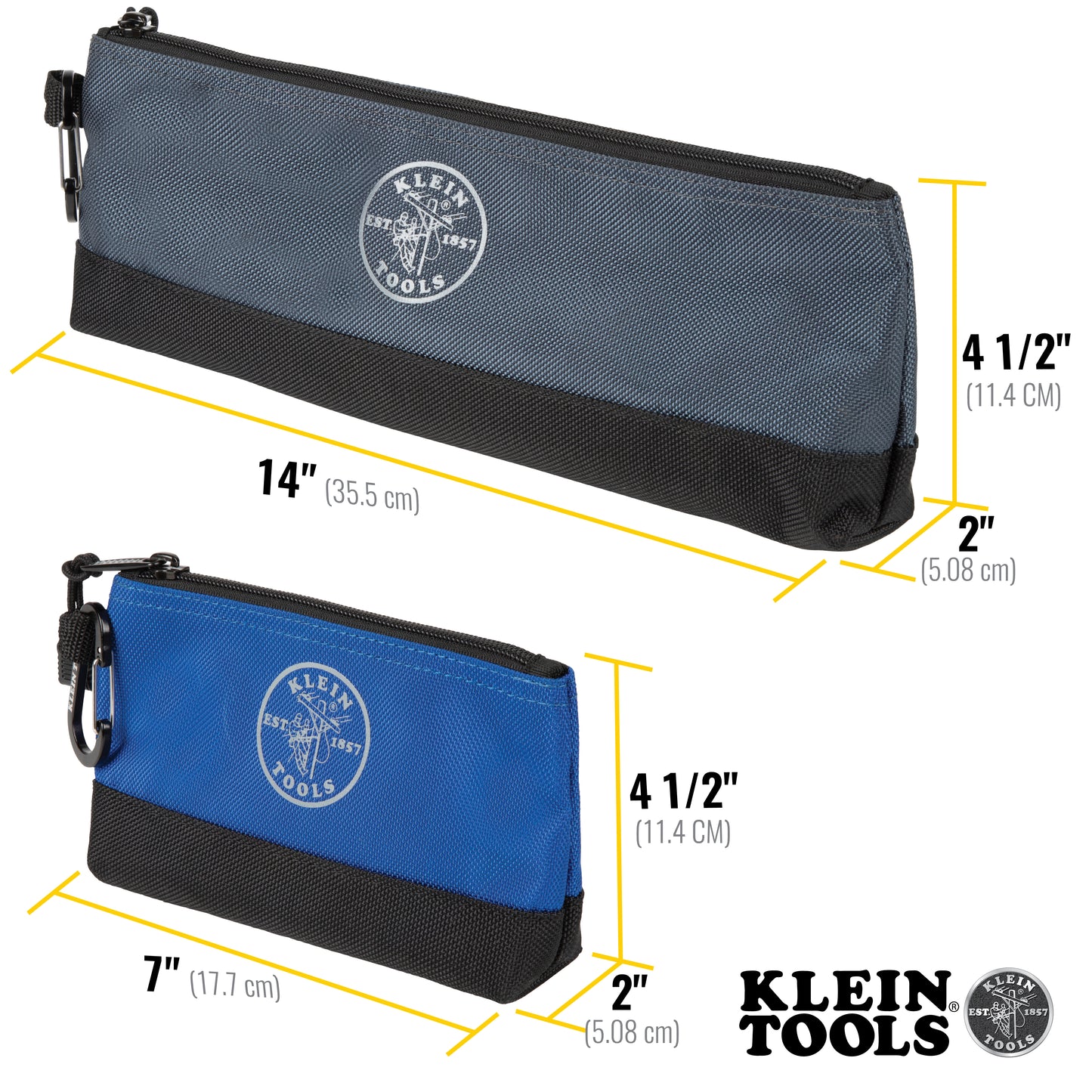 Klein Tools 55559, Stand-up Zipper Bags, 2 pack (1 gray and 1 blue bag)