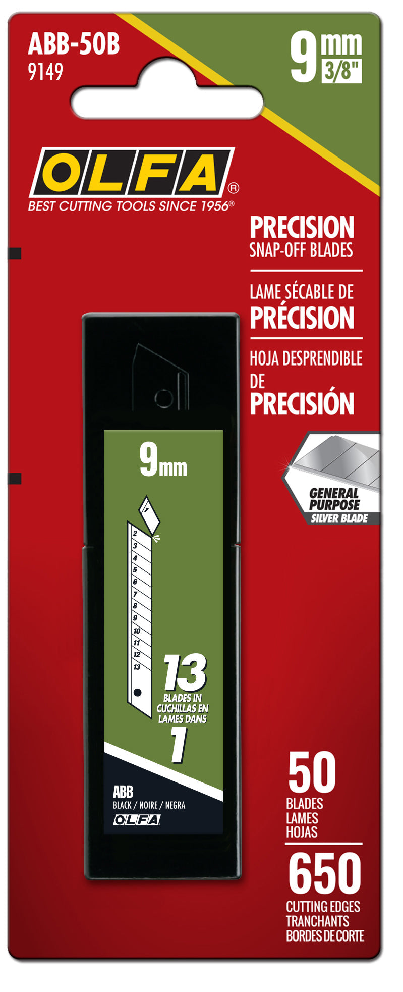 OLFA 9148, 9mm ABB Black Snap Blades - 10 Pack (ABB-10B)