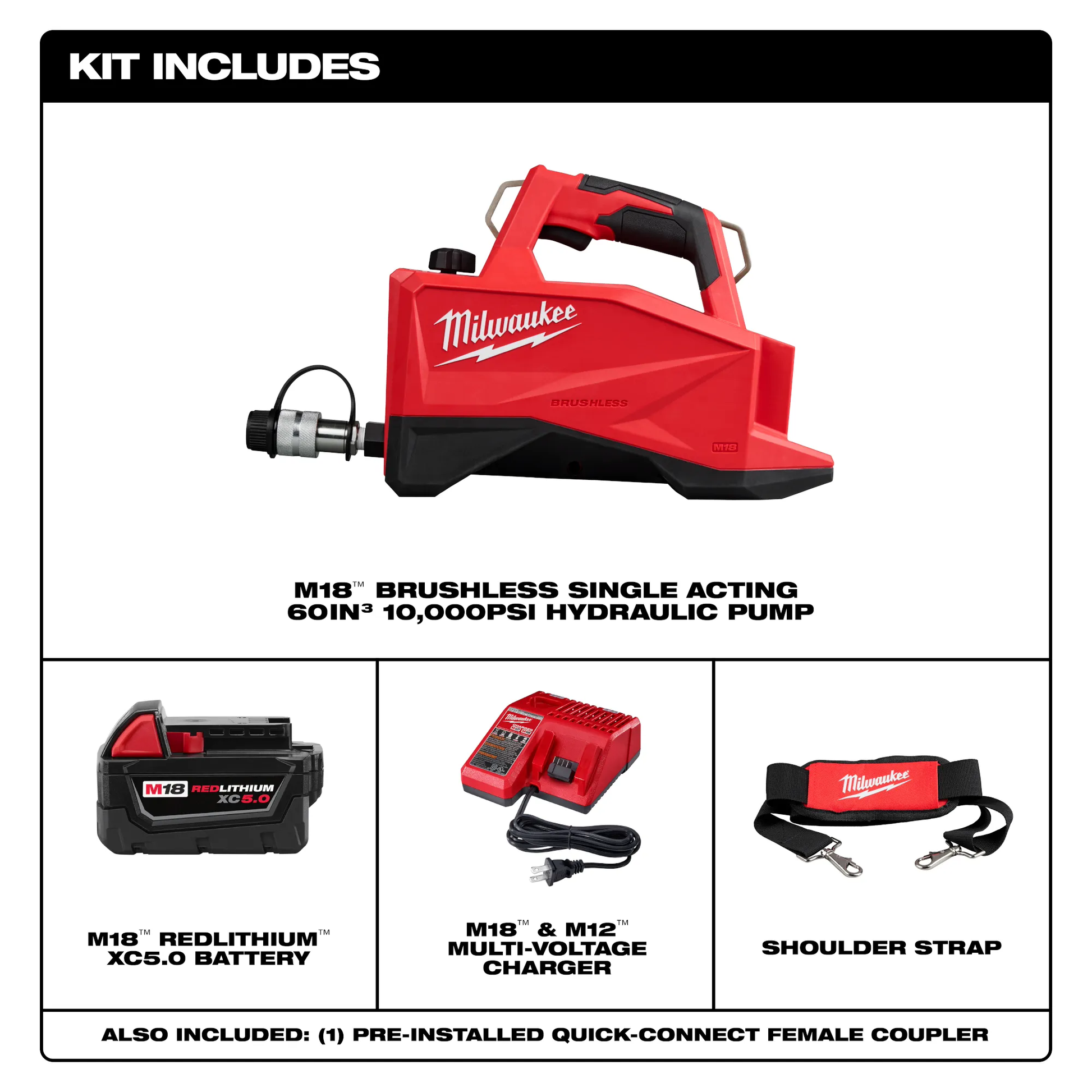 Milwaukee 3120-21, M18™ Brushless Single Acting 60in3 10,000psi Hydraulic Pump