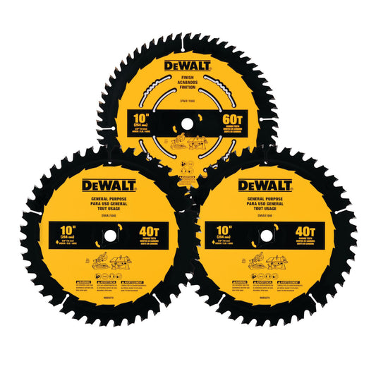 DEWALT DWA110CMB3,10 In 60t & 2 X  40t Saw Blade