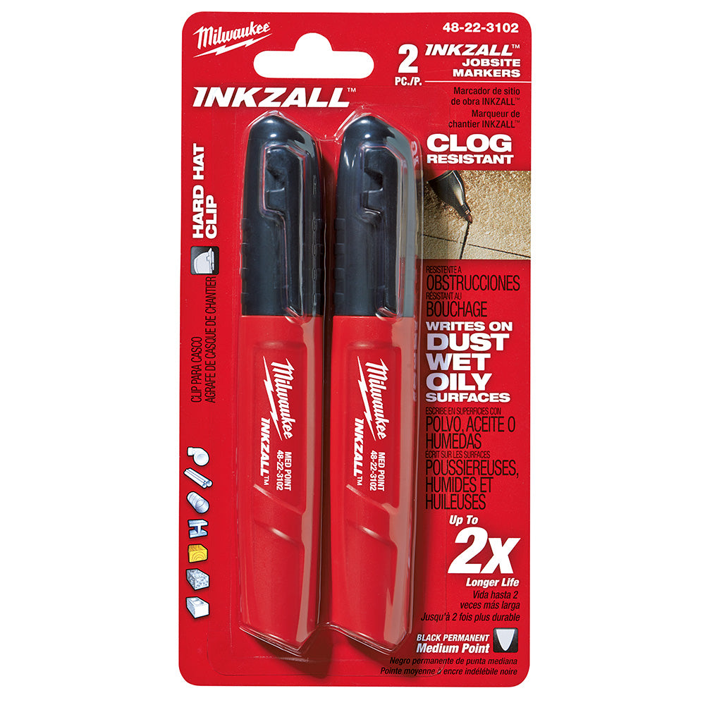 Milwaukee 48-22-3102, Inkzall Black Medium Point Marker (2/pkg)