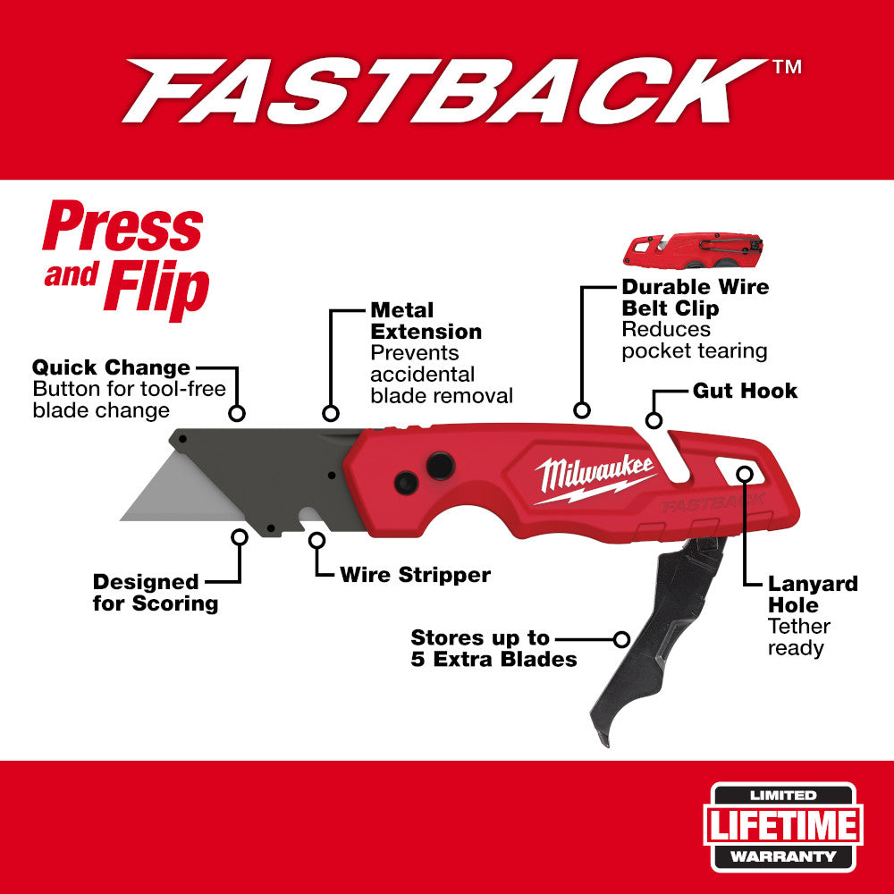 Milwaukee 48-22-1502, FASTBACK Folding Utility Knife w/ Blade Storage