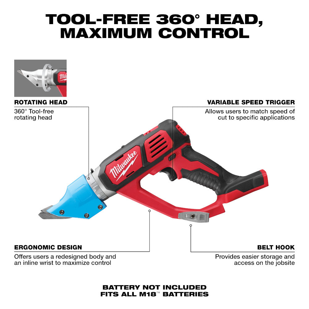 Milwaukee 2636-20, M18 14 Gauge Double Cut Shear (Tool Only)