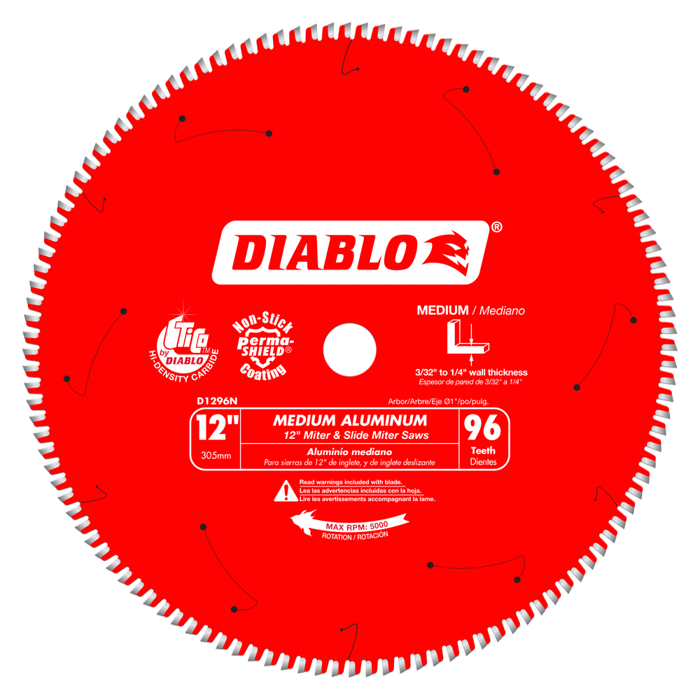 Diablo D1296N, 12" X 96" Tooth Medium Aluminum Saw Blade