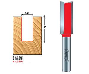 Freud 12-116, 1/2" x 1" Double Flute Straight Router Bit (1/2" Shank)