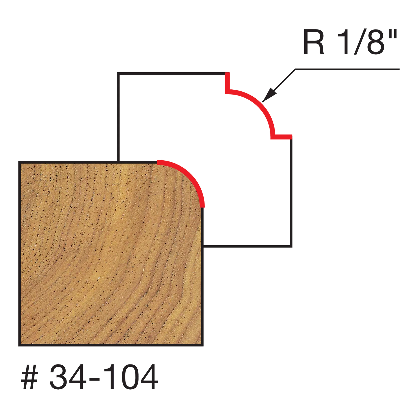 Freud 34-104, 1/8" Rounding Over Bit (1/4" Shank)