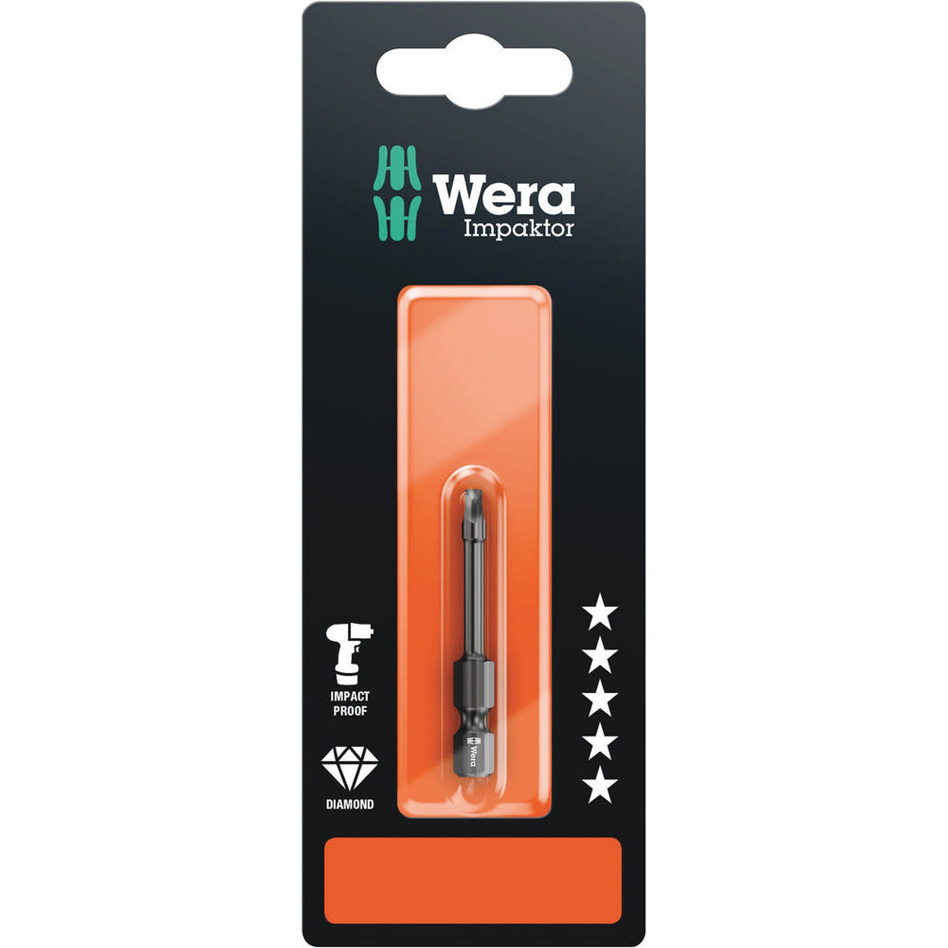 Wera 05073971001, 868/4 IMP DC SB IMPAKTOR SQUARE-PLUS BITS, # 2 X 50 MM