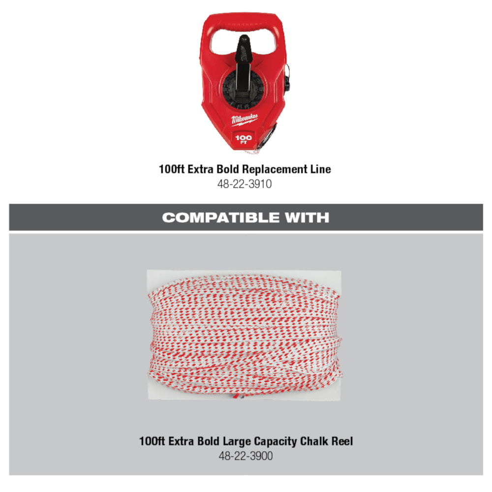 Milwaukee 48-22-3915, 150' Extra Bold Large Capacity Chalk Reel