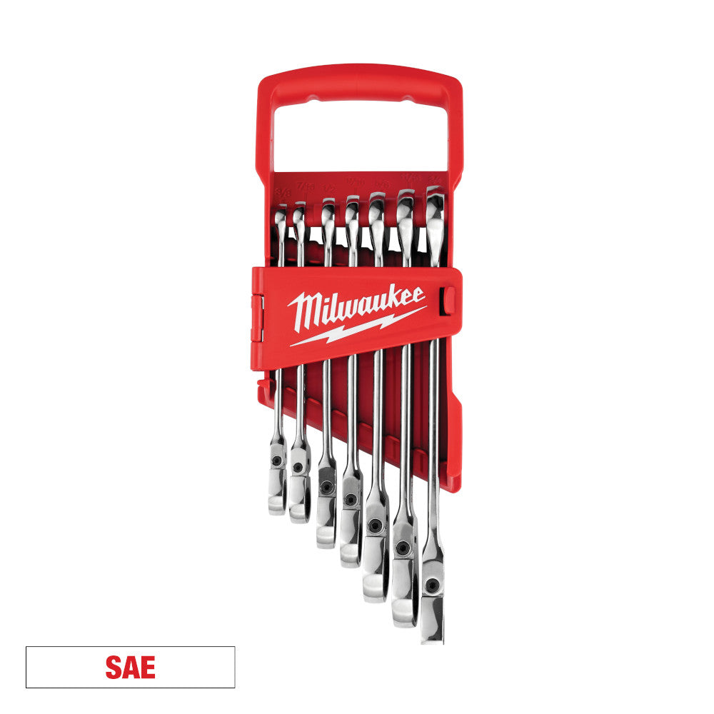 Milwaukee 48-22-9429, Flex Head Ratcheting Wrench Set - SAE - 7 Piece