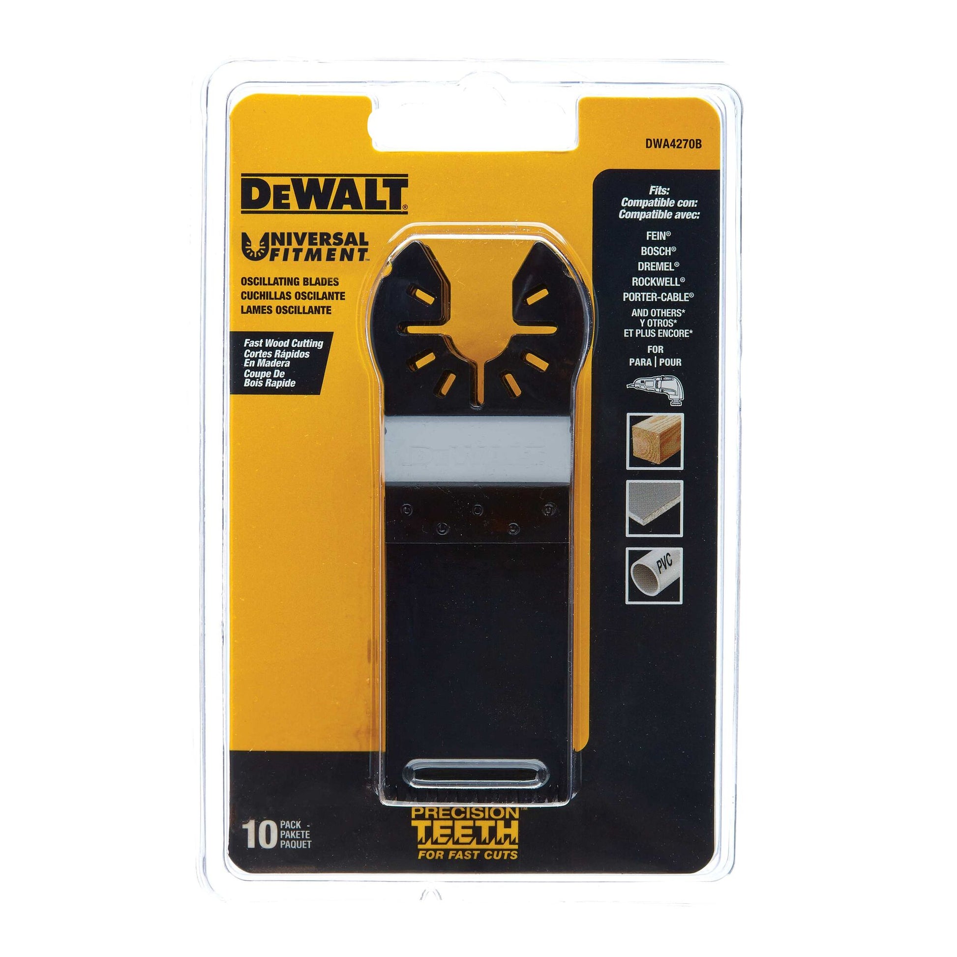 DEWALT DWA4270B, 1-1/4 in. UNIVERSIAL FITMENT High Carbon Steel Precision Tooth Hardwood Oscillating Multi-Tool Saw Blade (10-Pack)