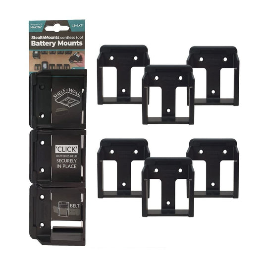 StealthMounts BM-MK40-BLK-6, Makita 40v XGT Battery Mounts (6 Pack) - Black