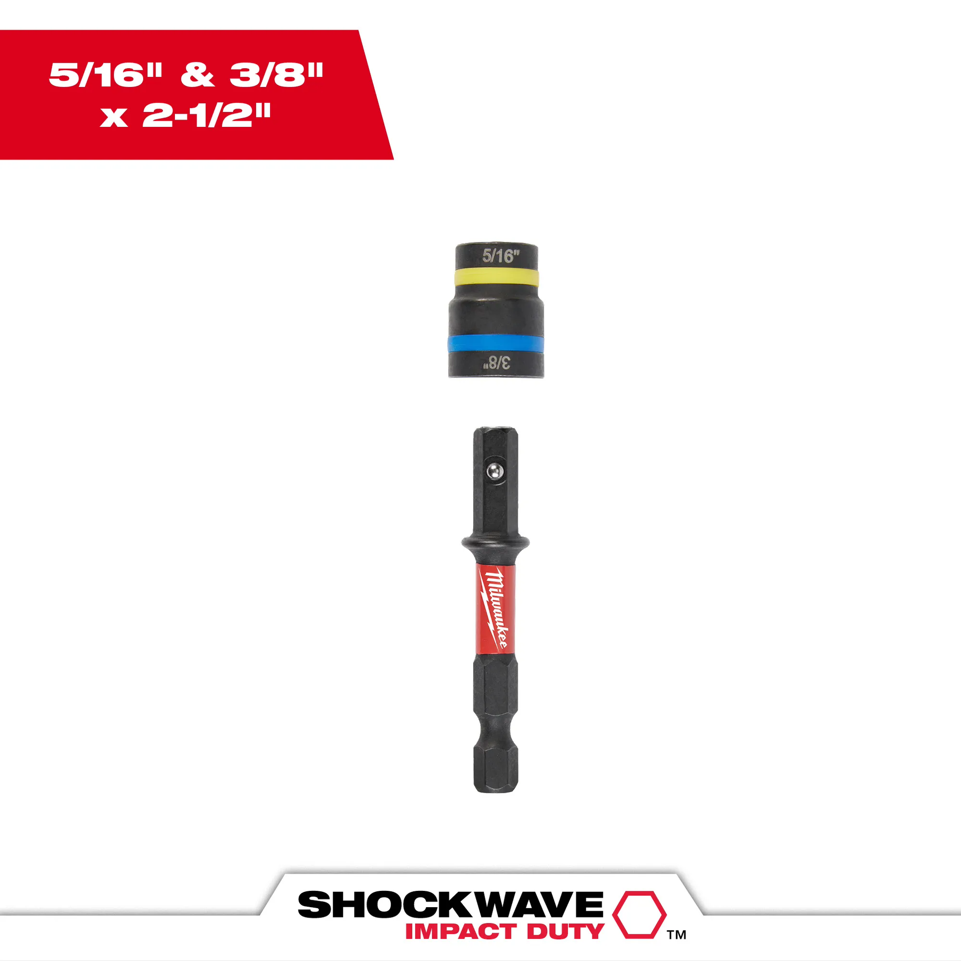 Milwaukee 49-66-4543, SHOCKWAVE Impact Duty™ 5/16” and 3/8” x 2-1/2” QUIK-CLEAR™ 2-in-1 Magnetic Nut Driver