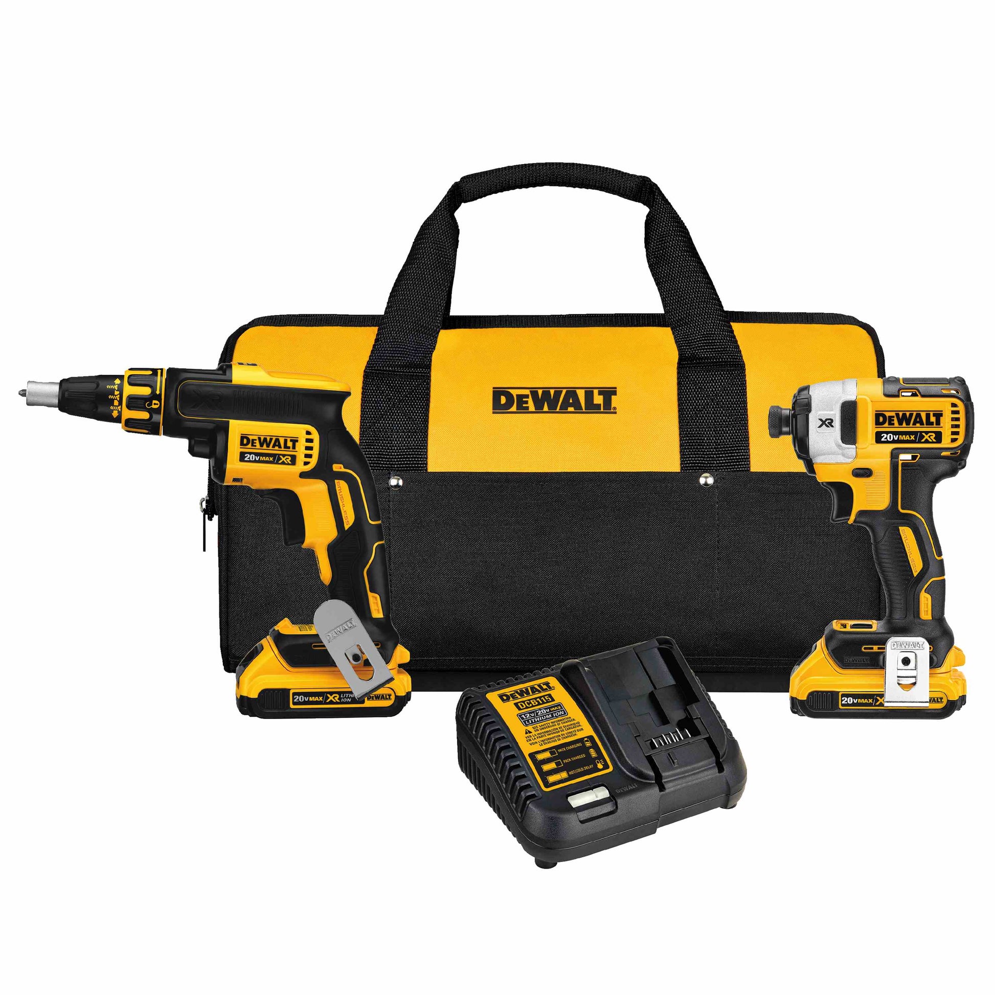 DEWALT DCK267D2, 20V MAX XR Drywall Screwgun & Impact Driver Kit (2.0Ah)
