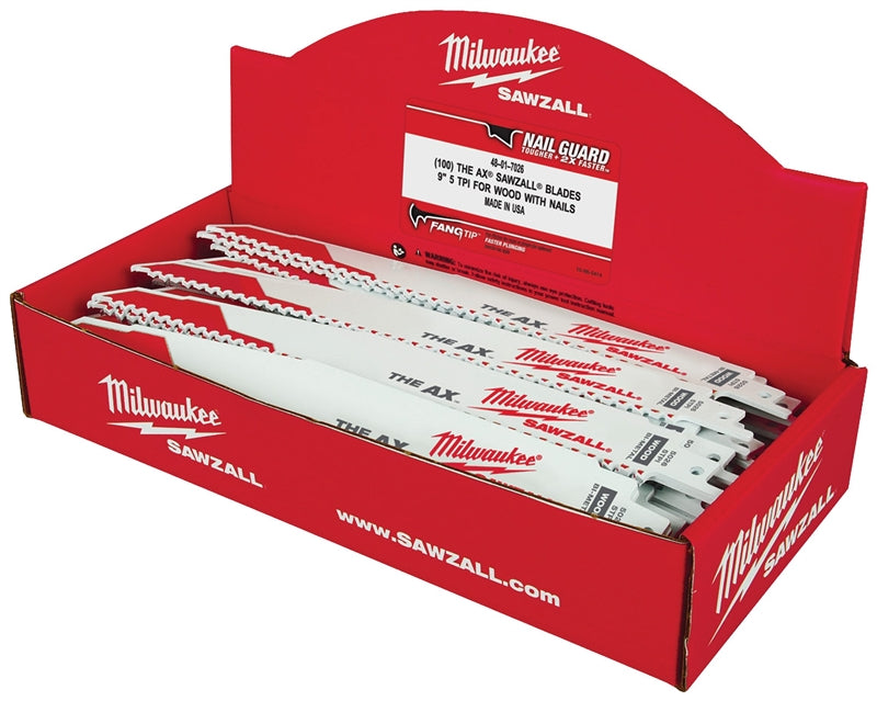 Milwaukee 48-01-7026, 9" 5 TPI The Ax Sawzall Blade (100/pkg)